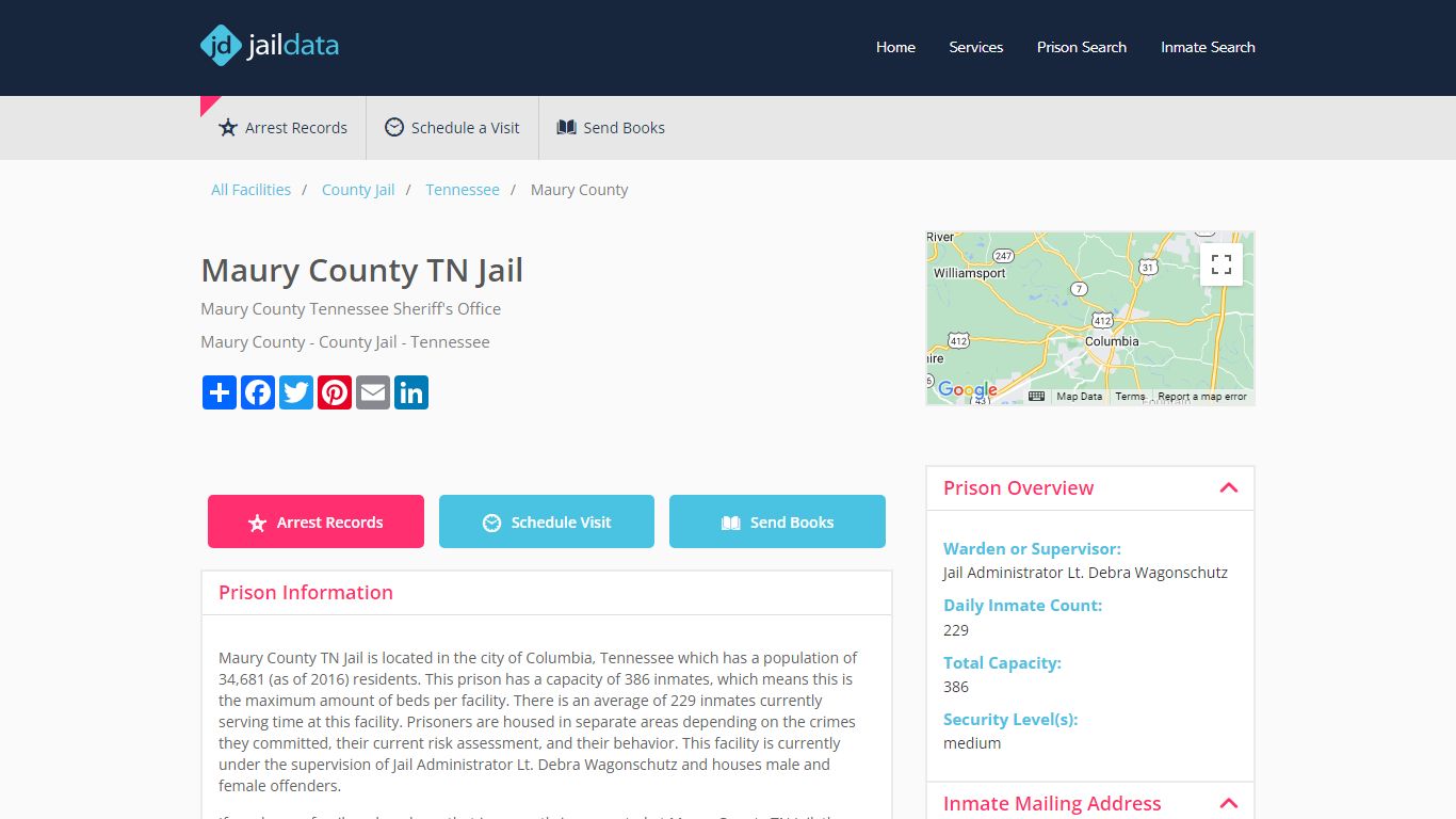 Maury County TN Jail Inmate Search and Prisoner Info - Columbia, TN